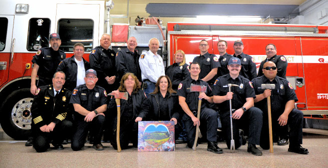 Volunteer Group Photo With Fire Truck